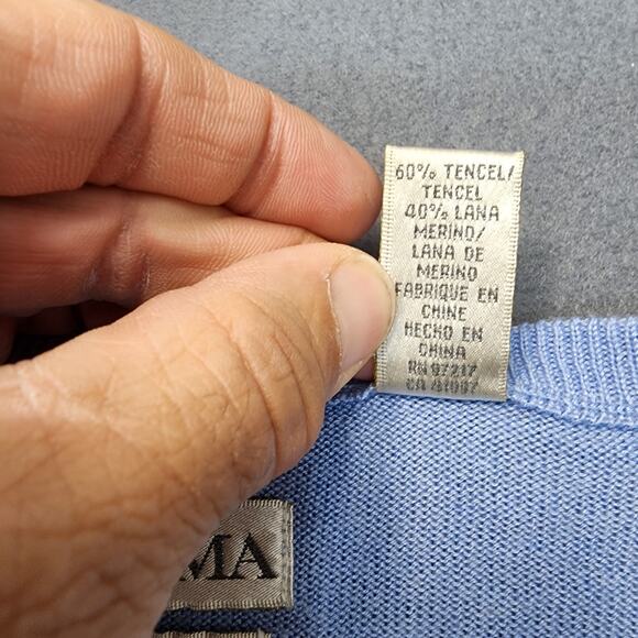 Tehama Mens Sweater Vest XXL Blue Tencel Merino Wool Blend Preppy Office Vintage - Picture 9 of 11